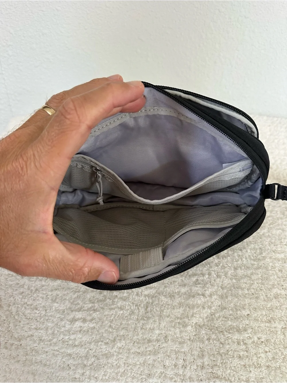 tomtoc Black Men's Toiletry Pouch with Carry Strap